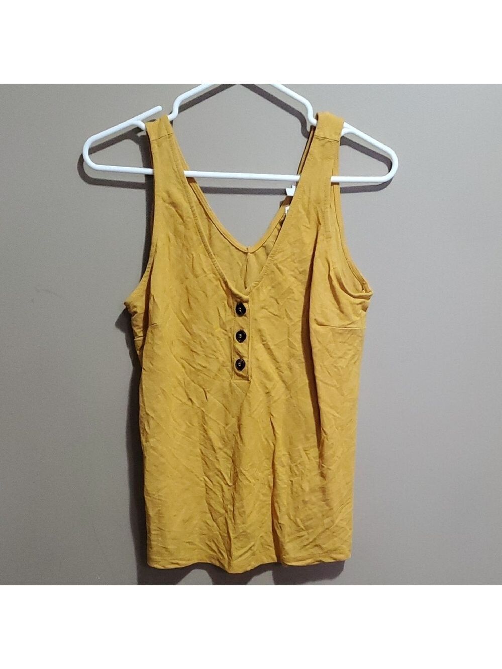Cleo Yellow Button-Front Women's Tank Top Size Small